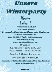 Einladung zur Winterparty der SMV